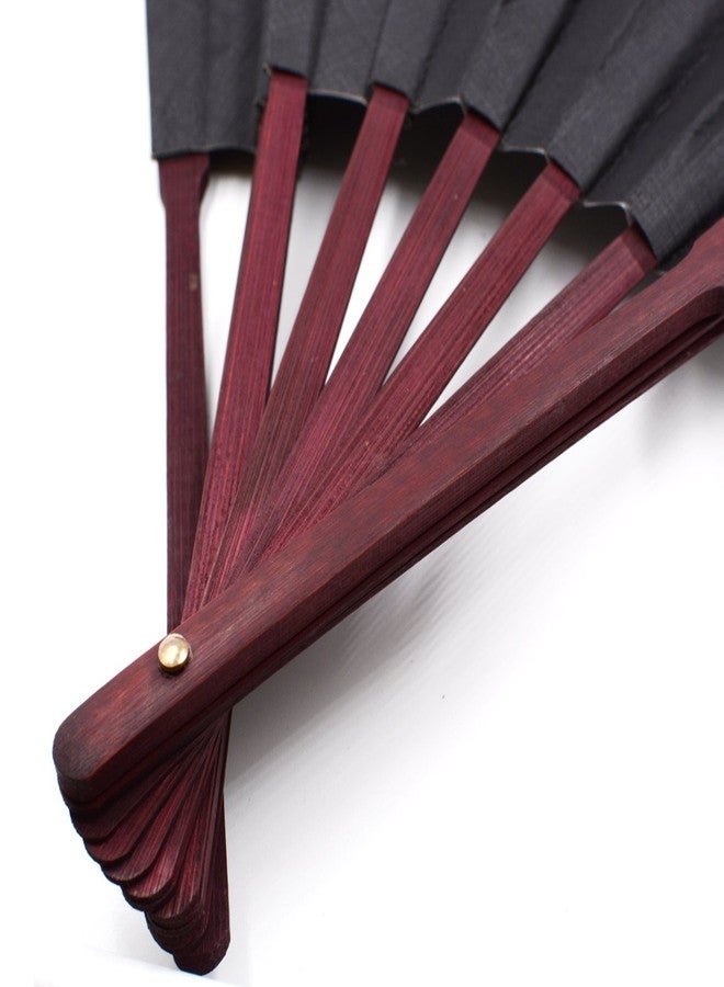 HONSHEN Chinese Folding Fan Hand Fan with Traditional Chinese Arts Handicraft Black 13inch - Image 5